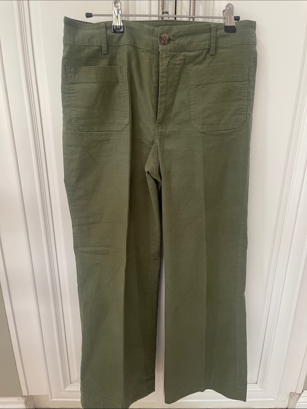 J. Crew Factory black Lizzie olive green wide straight leg pants trousers 28p - Picture 3 of 15